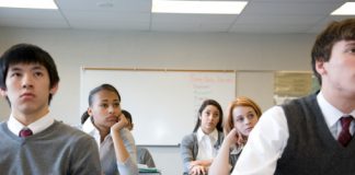 Pupils (14-18) in school classroom